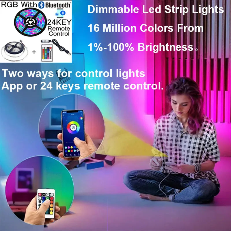 LED Strip 50CM 1M 2M 3M 4M 5M USB DC 5V Flexible SMD 2835 Light Lamp Mini 3Key 24Key Desk Decor Screen TV Background Lighting