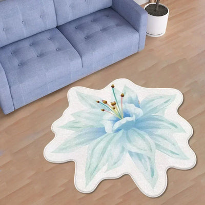 Simple Flower Shape Easy Care Living Room Carpet Large Area Nonslip Dirt Resistant Bedroom Rug Washable Household Absorbent Rugs