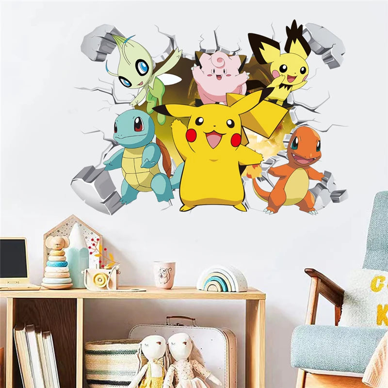 Cartoon Pikachu Wall Stickers For Kid&