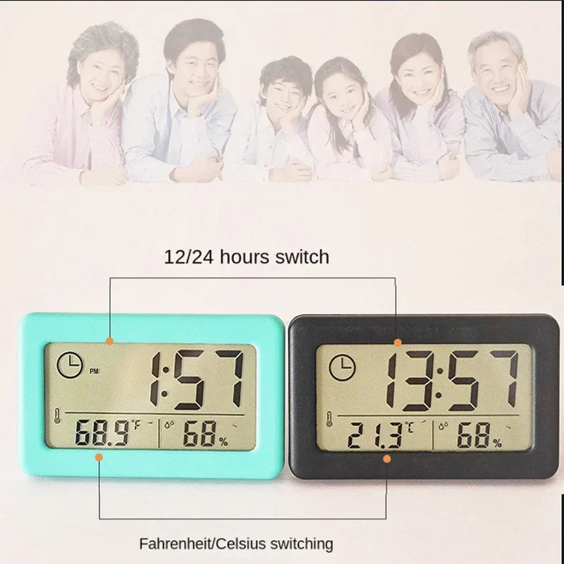 Digital Alarm Clock Desktop Temperature LCD Digital Thermometer Desktop Hygrometer Battery Operated Time Date Calendar