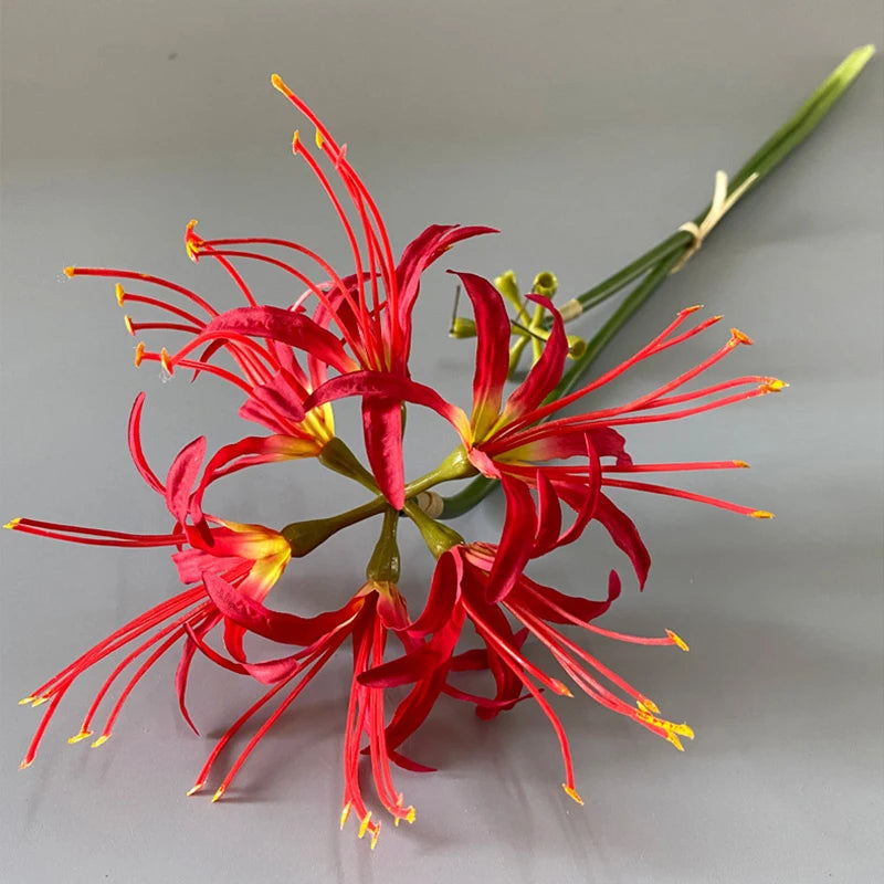 Artificial Flowers Red Spider Lilies Silk Flowers Outdoor Fake Plants Long Branch Fake Flower For Home Garden Decoration