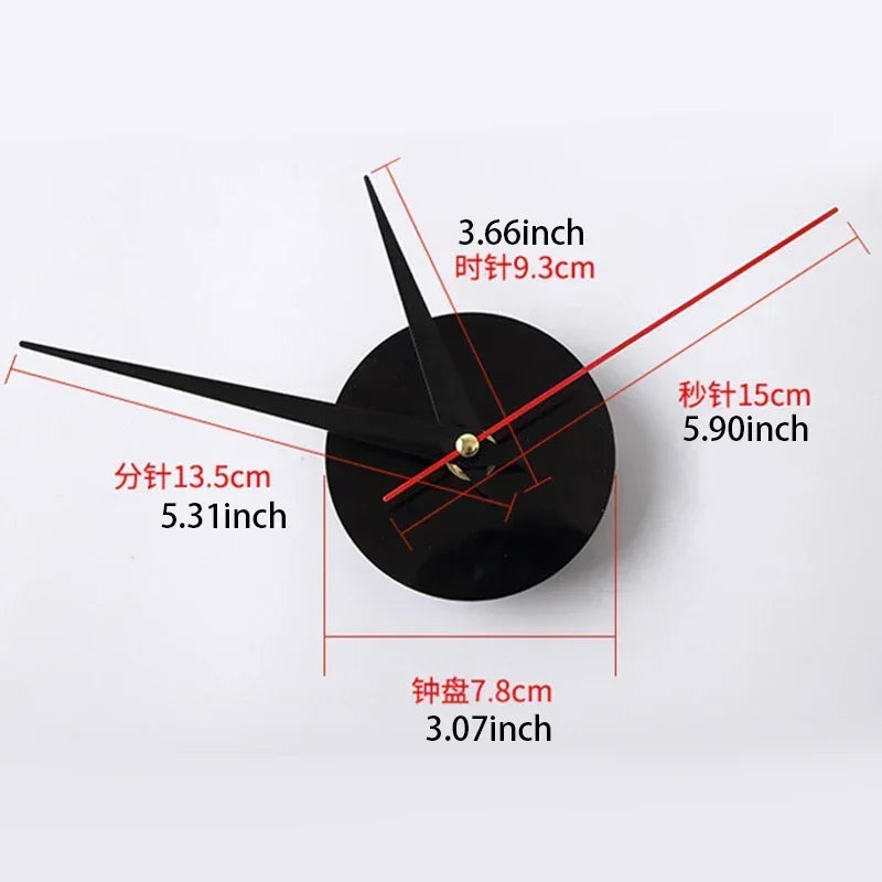 Large Size 3D DIY Silent Wall Clock Black/Gold/Silver Simple Modern Punch-Free Wall Sticker Clock