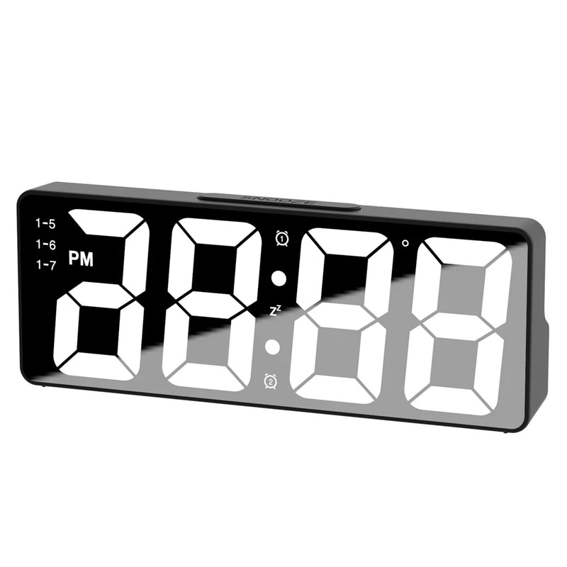 Digital Clock LED Alarm Clock Electronic Desktop Clock With Temperature Display Adjustable Brightness Plug-in Mirror Clock