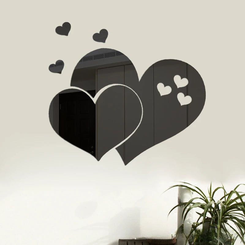 Heart Mirror Wall Sticker DIY Acrylic Wall Stickers Background Mirror Home Bathroom Stickers Living Decoration Decorative Room