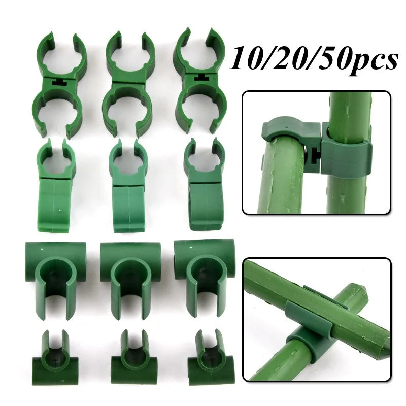 10/20/50pcs Garden Cross Clip Plastic Fastener ,8/11/16/20mm Plant Support Connecter Clamp Rod Adjustable Fixed Buckle Trellis