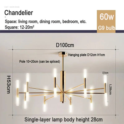 Modern LIving Room Chandeliers Nordic Hanging Lighting Lustre Fixtures Luminaire Dining Room Industrial Restaurant Pendant Lamps