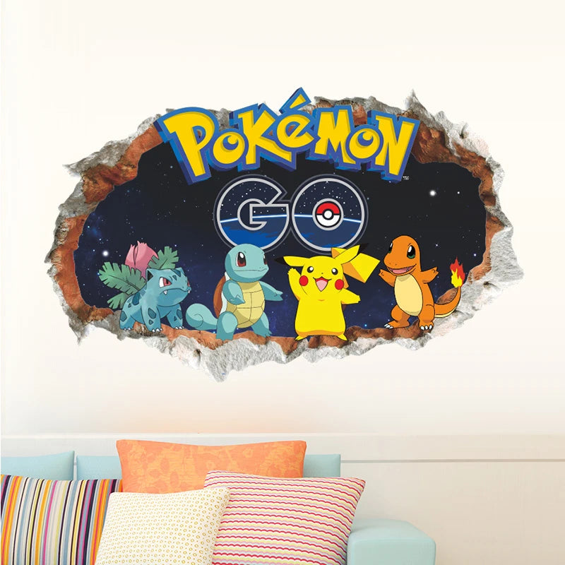 Cartoon Pokémon Pikachu Wall Sticker For Kids Room Living Room Bedroom Wall Decoration Kids Gifts Door Sticker  Cute Posters