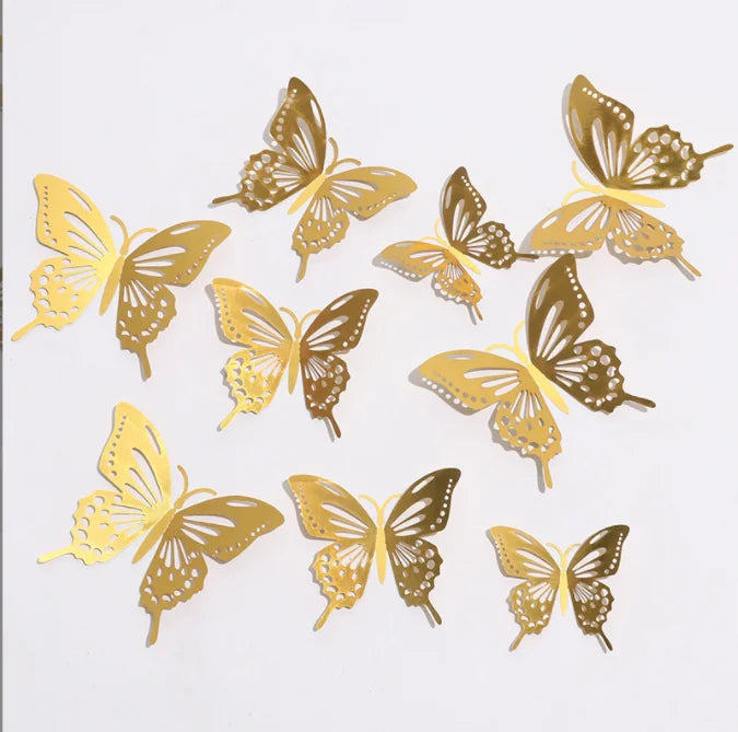 12 Pcs/Set 3D Wall Stickers Hollow Butterfly for Kids Rooms Home Wall Decor DIY Mariposas Fridge stickers Room Decoration