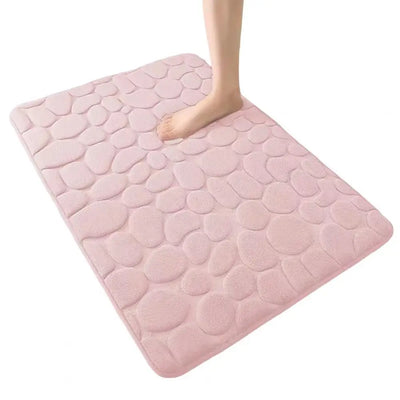 Quick-dry Bath Mat Soft Absorbent Cartoon Pebble Bathroom Rug for Shower Bathtub Entryway Non-slip Odor-free Carpet Pvc Bottom