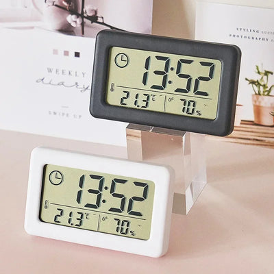 Digital Alarm Clock Desktop Temperature LCD Digital Thermometer Desktop Hygrometer Battery Operated Time Date Calendar