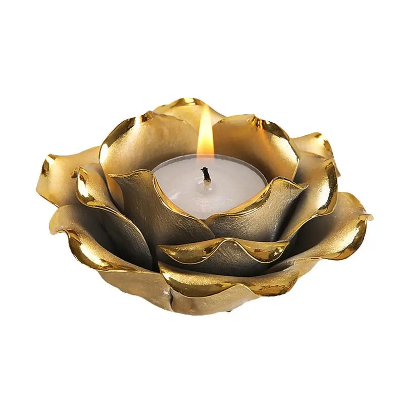 Light Luxury 3D Rose Flower Candlestick Handicraft Exquisite Lotus Candle Holder Simple Emulation Flower Ornaments Photo Props