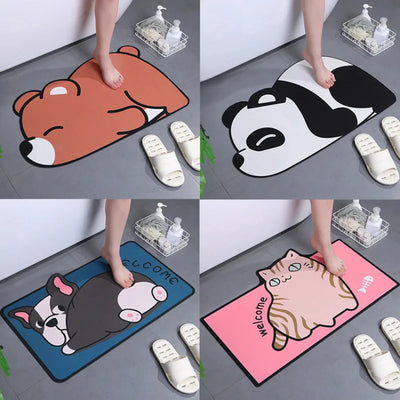 Super Absorbent Cartoon Panda Bathroom Mat - Cute Animal Rug for Bedroom, Entrance, Shower - Soft and Cozy Floor Carpet - Best f