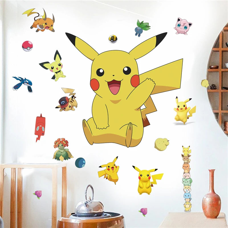 Cartoon Pikachu Wall Stickers For Kid&