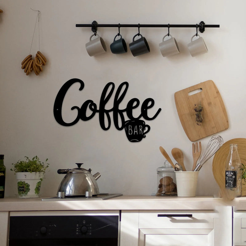 Metal Coffee Bar Sign Rustic Coffee Bar Hanging Wall Decor Coffee Signs Art Plaque Black Letter Silhouette Cafe Bar Club Poster