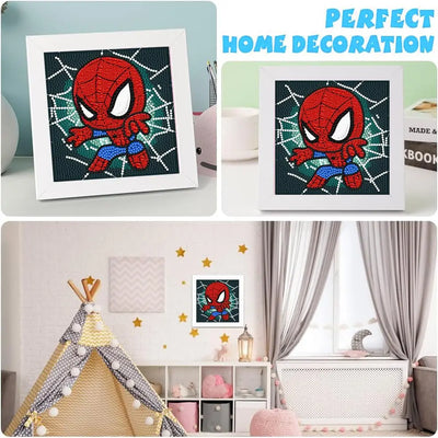 Cartoon Diamond Art Painting Kits for Kids with Frame Cartoon AgesEasy Kids Gem Art Kit with Package for Gift Home Wall Decor