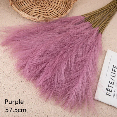 10Pcs Artificial Flower Pampas Grass Fake Plant Reed Wedding Decoration Flowers Blue Pampas Bouquet Boho Decor Home Accessories