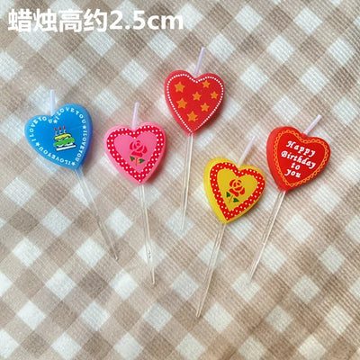 Rainbow Candle For Cake Heart Star Cute Bear Flower Birthday Wedding Decor South Korea Party Valentine's Day Gift Baking Supplie