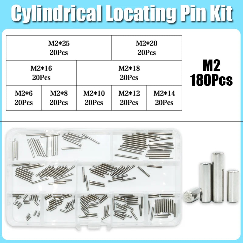 Dowel Pin Assortment Kit M1 M2 M2.5 M3 M4 M5 M6 M8 304 Stainless Steel  Locating Dowel Pin Shelf Support Peg Solid Cylinder Pin