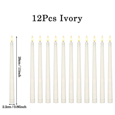 160-12Pcs LED Taper Candle with Flickering Flame Flameless Battery Operated Candles for Wedding Valentine Dinner Decoration