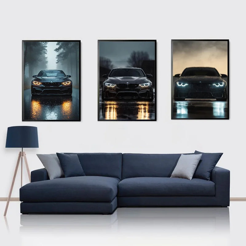 Luxury Black Classic latest sports car M3 B-BMW Cool Poster HD art sticky wall waterproof home living room bar decoration