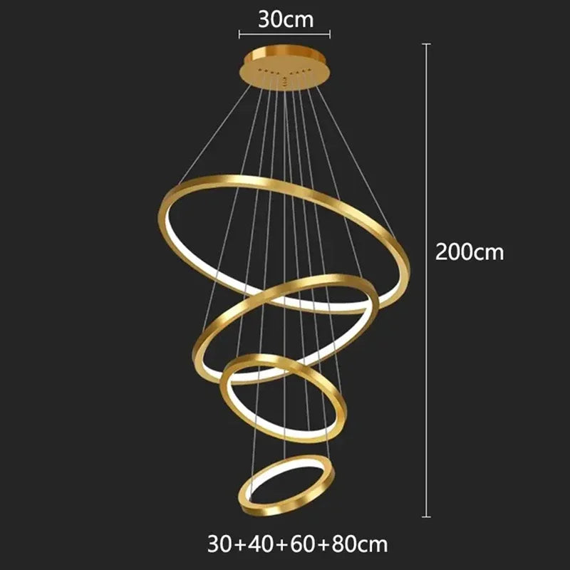 Modern Luxury Living Room chandelier Nordic originality Steel Ring LED Pendant Light Restaurant The hotel lobby home decor items