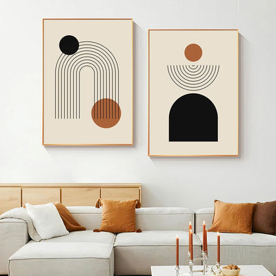 Abstract Geometric Line Beige Posters Boho Wall Art Posters Canvas Painting Print Pictures Living Room Interior Home Decoration