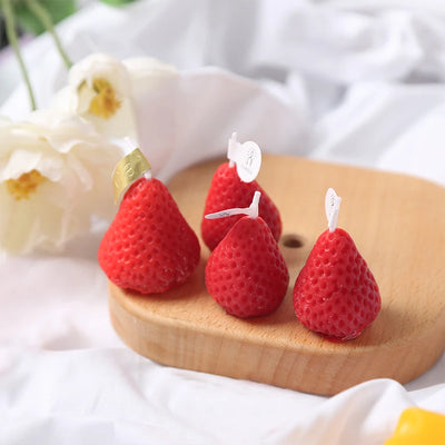 4PCS Strawberry Decorative Aromatic Candles Soy Wax Scented Candle for Birthday Wedding Candle