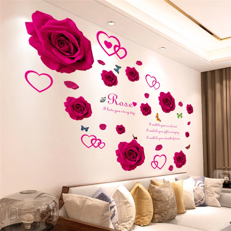 DIY Purple Lavender Living Room Wall Stickers Decor Self-adhesive Flowers Butterfly Wall Decals Mural Bedroom Home Decorations