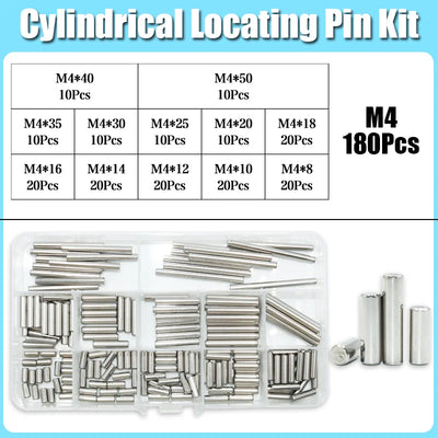 Dowel Pin Assortment Kit M1 M2 M2.5 M3 M4 M5 M6 M8 304 Stainless Steel  Locating Dowel Pin Shelf Support Peg Solid Cylinder Pin