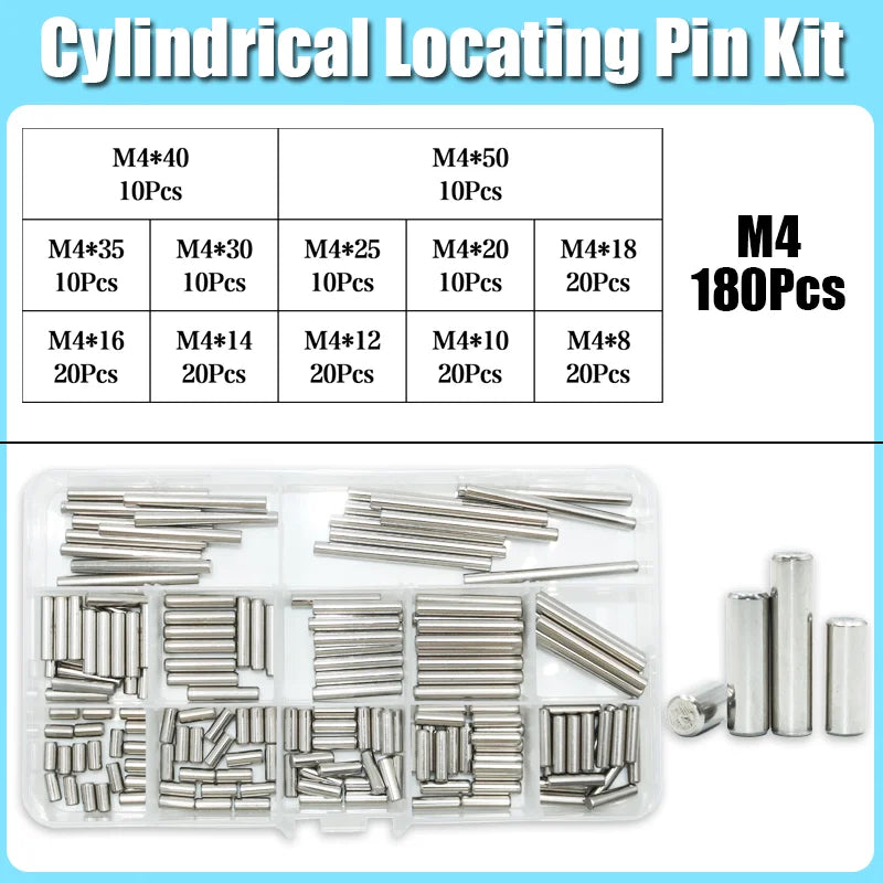 Dowel Pin Assortment Kit M1 M2 M2.5 M3 M4 M5 M6 M8 304 Stainless Steel  Locating Dowel Pin Shelf Support Peg Solid Cylinder Pin