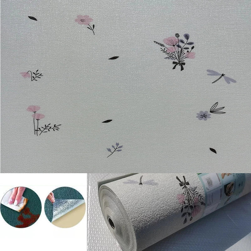 Linen Wallpaper Self-adhesive Waterproof Moisture-proof and Moldy Resistant 3D Wall Stickers Home Living Room Wall Decoration