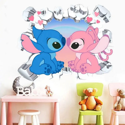 MINISO Cartoon Lilo & Stitch Wall Stickers For Kid's Room Kindergarten Living Room Bedroom Wall Decoration Animated Poster