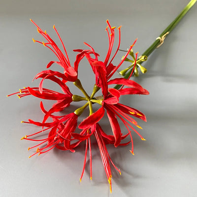 Artificial Flowers Red Spider Lilies Silk Flowers Outdoor Fake Plants Long Branch Fake Flower For Home Garden Decoration