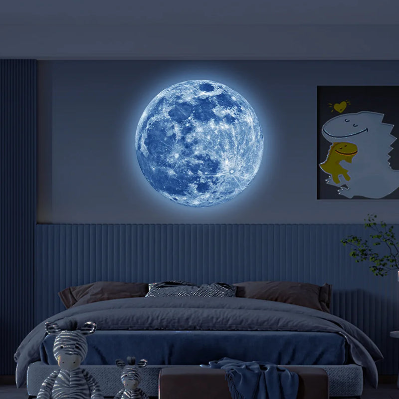 Hot Sale 3D Luminous Moon Wall Sticker Glow In The Dark Fluorescent Sticker PVC Home Kids Room Decals Wall Decor Wallpaper