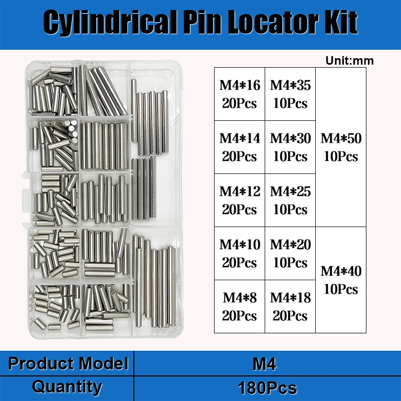 Stainless Steel Cylindrical Pin M1 M1.5 M2 M2.5 M3 M4 M5 M6 M8 Locating Dowel Fixed Shaft Solid Fixing Lock Pin Metal Rod Set