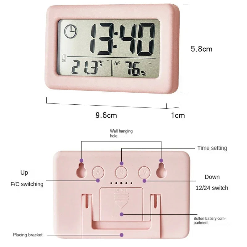 Digital Alarm Clock Desktop Temperature LCD Digital Thermometer Desktop Hygrometer Battery Operated Time Date Calendar