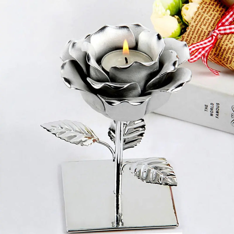 Light Luxury 3D Rose Flower Candlestick Handicraft Exquisite Lotus Candle Holder Simple Emulation Flower Ornaments Photo Props