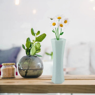 Plastics Flower Vases Modern Ceramic Look Plastics Vase For Flowers Unbreakable Geometric Ceramic Look Vase For Home Office Cafe