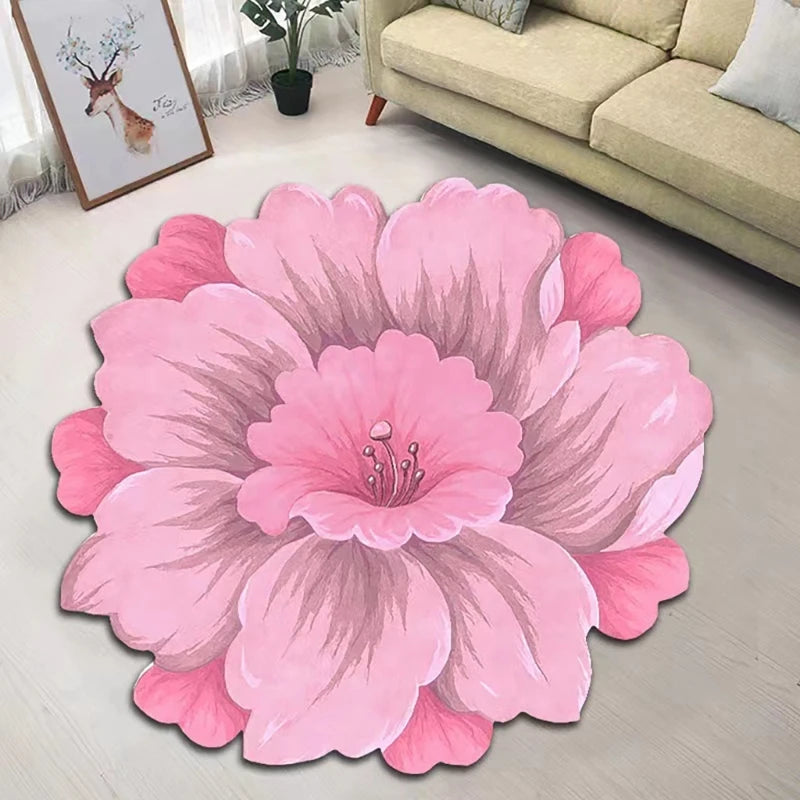 Flower Cut Rug 80x80cm Soft Touches Easy Maintenance Mat for Any Room Home