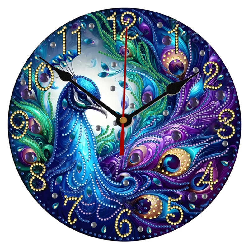 Peacock Special Shape 5D Diamond Painting Clock Art Craft Diamond Art Clock Pendants Kit Diamond Painting Clock for Home Decor