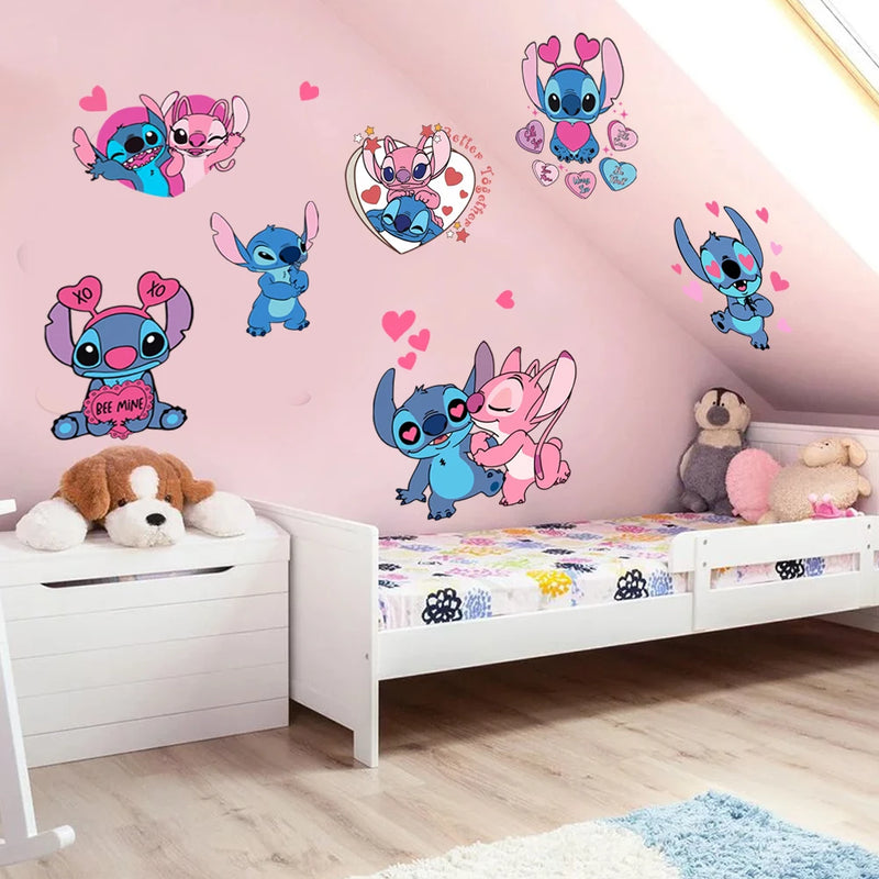 Cartoon Lilo & Stitch Rainbow Wall Stickers For Kid&