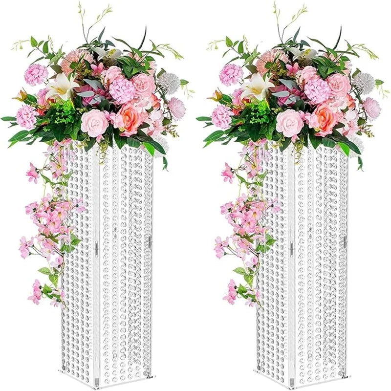 Acrylic Flower Stand Wedding Centrepieces: 10Pcs Flower Floor Vases with Crystal Chains 80cm Tall Vases Wedding Centrepieces for