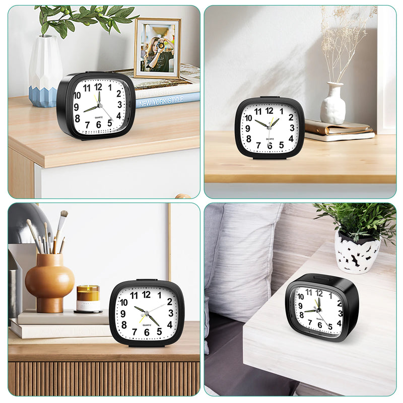 ORIA Silent Alarm Clocks Bedside Non Ticking Battery Powered Table Clocks Luminous Analogue Clock for Heavy Sleepers Travel