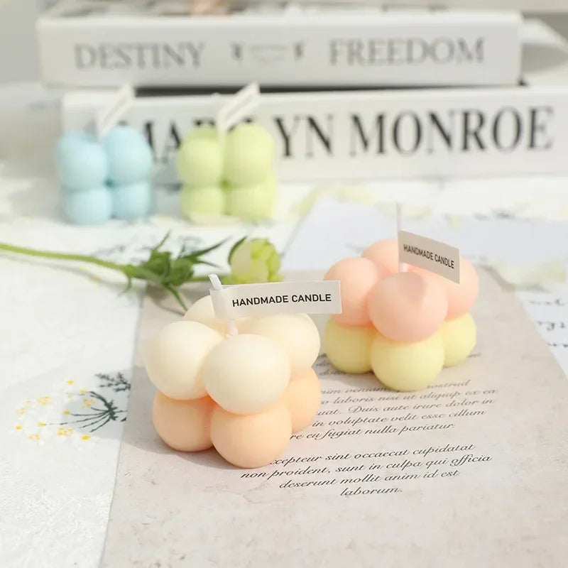 Mini Aromatherapy Scented Candles Cute Cube Colour Candle Soy Wax Home Decoration Modern Home Cube Photography Decorations Tool