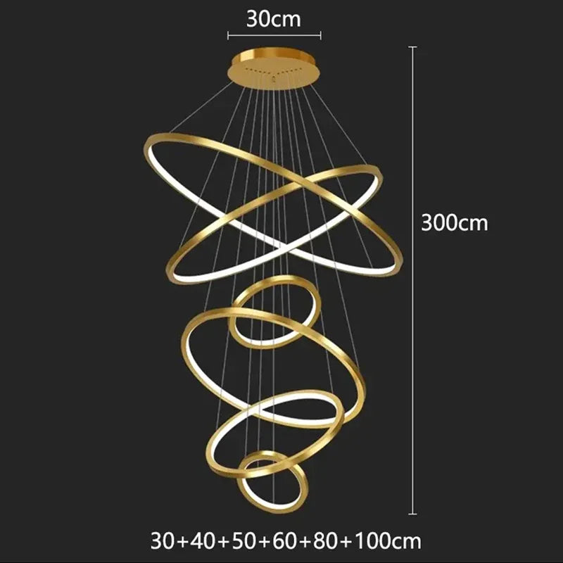 Modern Luxury Living Room chandelier Nordic originality Steel Ring LED Pendant Light Restaurant The hotel lobby home decor items