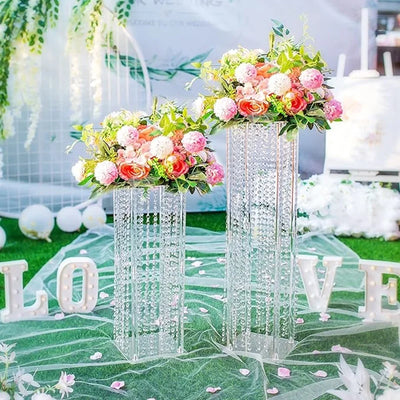 Acrylic Flower Stand Wedding Centrepieces: 10Pcs Flower Floor Vases with Crystal Chains 80cm Tall Vases Wedding Centrepieces for