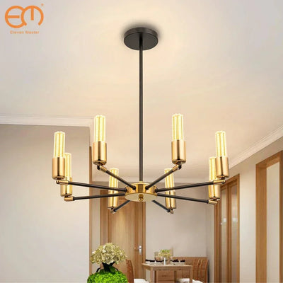 Modern Ceiling adjustable Chandelier Satellite Hanging Lamp Lustre Light Fixture E27 Iron Spider Home Living Dining Room Decor