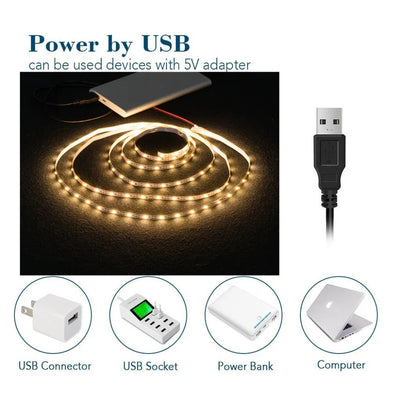 1pcs Usb 5V Led Strip Lights For Smart TV Backlight Night Light Living Gaming Wall Room Christmas Decor Lighting Atmosphere Lamp