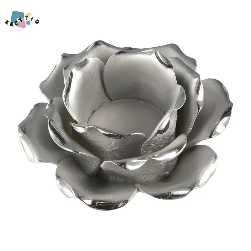 Light Luxury 3D Rose Flower Candlestick Handicraft Exquisite Lotus Candle Holder Simple Emulation Flower Ornaments Photo Props