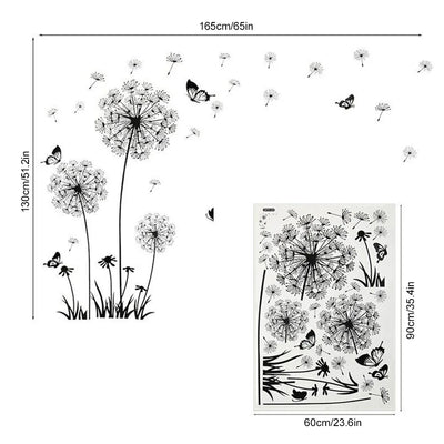 Black Dandelion Sitting Room Bedroom Wall Stickers Household Adornment Decor Decals Mural Art Poster On The Wall